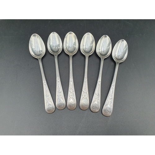 32 - A Victorian silver Set of Cutlery for twelve, old english pattern with bright cut decoration engrave... 