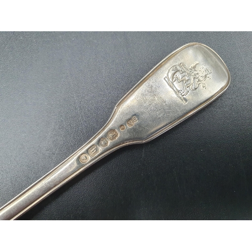 39 - Six Victorian silver Dessert Forks fiddle pattern with tear drops, engraved crests, London 1863/93