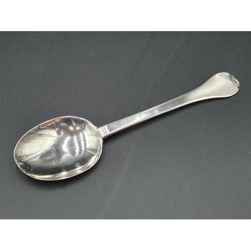 42 - A William & Mary silver Trefid Spoon with rat tail bowl, engraved initials M.H, Newcastle circa 1790... 