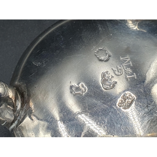 57 - A pair of George II silver Cauldron Salts engraved initials G over I * M on hoof feet, London 1752 a... 