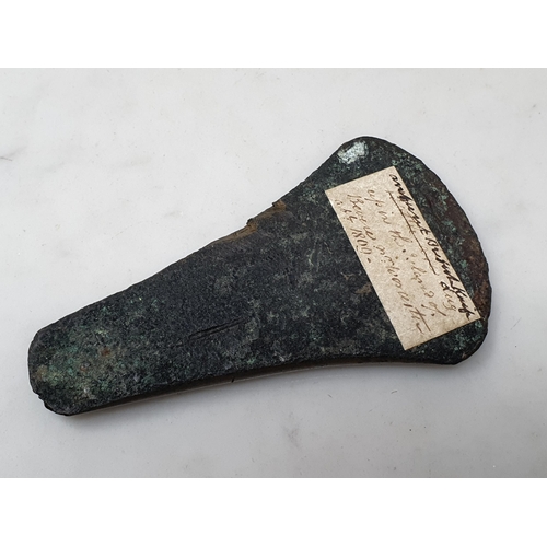 684 - An early Bronze Age flat Axe Head, with provenance, having been found in Worcestershire circa 1809. ... 