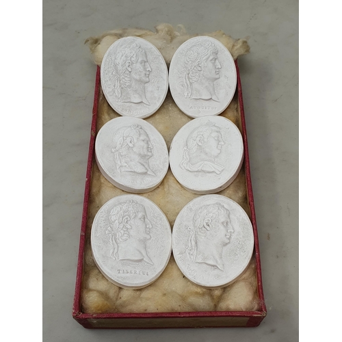 686 - A set of Grand Tour plaster cameo Portraits of the first twelve Roman Caesars, consisting of Julius ... 