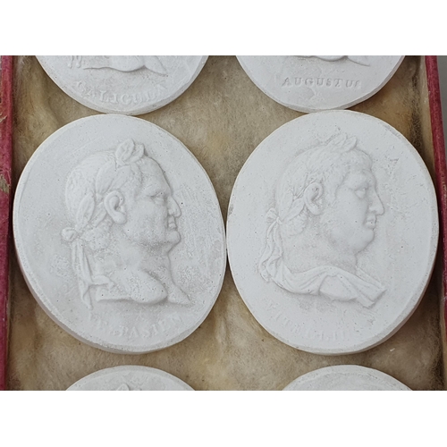 686 - A set of Grand Tour plaster cameo Portraits of the first twelve Roman Caesars, consisting of Julius ... 