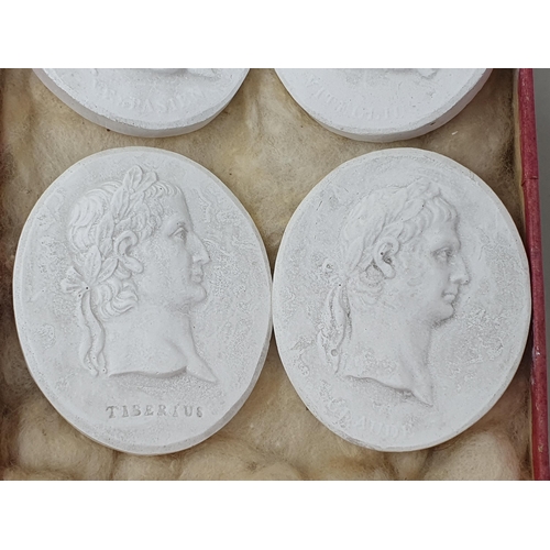 686 - A set of Grand Tour plaster cameo Portraits of the first twelve Roman Caesars, consisting of Julius ... 