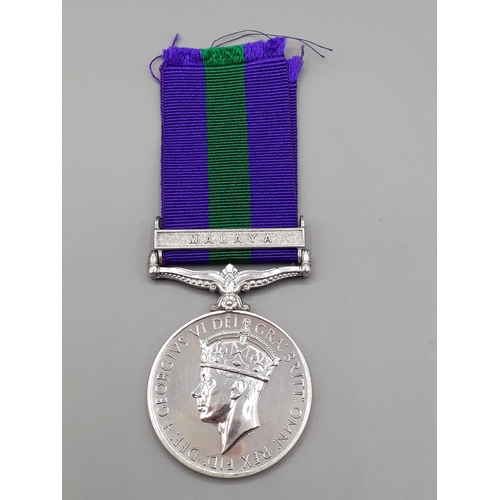 766 - General Service Medal with 'Malaya' Clasp engraved to 22215041 Guardsman J. Tucker, Scots Guards