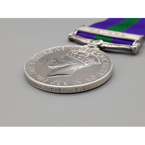 766 - General Service Medal with 'Malaya' Clasp engraved to 22215041 Guardsman J. Tucker, Scots Guards