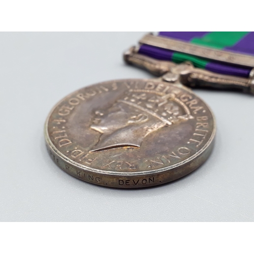 767 - General Service Medal with 'Malaya' Clasp engraved to 22157965 Pte. R. King, Devon Regiment