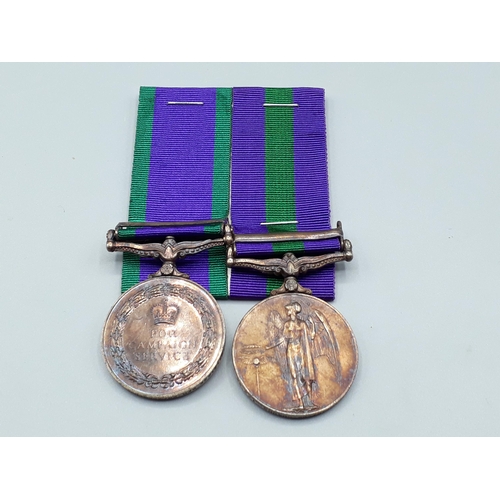 770 - Pair; General Service Medal with 'Brunei' Clasp and Campaign Service Medal with 'Borneo' Clasp engra... 