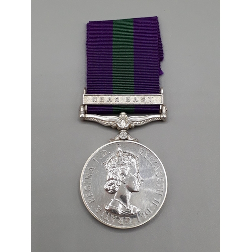 777 - General Service Medal with 'Near East' Clasp engraved to 23119522 Pte. A. McAulley, Royal Scots