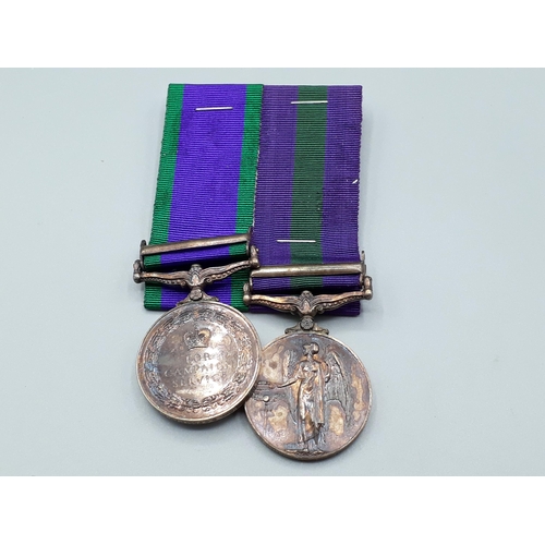 782 - Pair; General Service Medal with 'Arabian Peninsular' Clasp and Campaign Service Medal with 'Radfan'... 