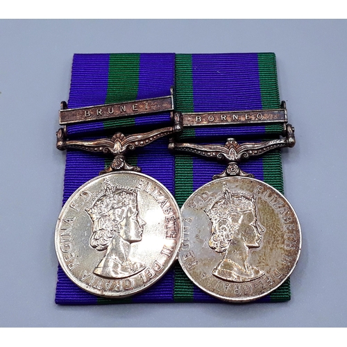 784 - Pair; General Service Medal with 'Brunei' Clasp and Campaign Service Medal with 'Borneo' Clasp engra... 