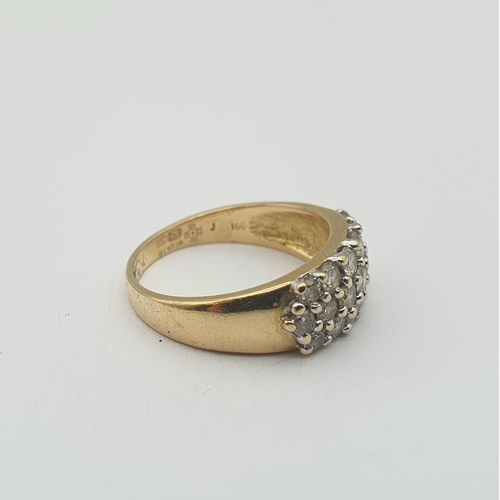 169 - A Diamond Ring peg-set three rows of brilliant-cut stones in 18ct gold, ring size L 1/2, approx 4.60... 