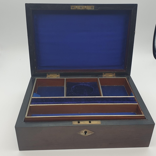 206 - A mahogany Jewel Box containing; various beads, costume jewellery, fancy link Watch Albert etc