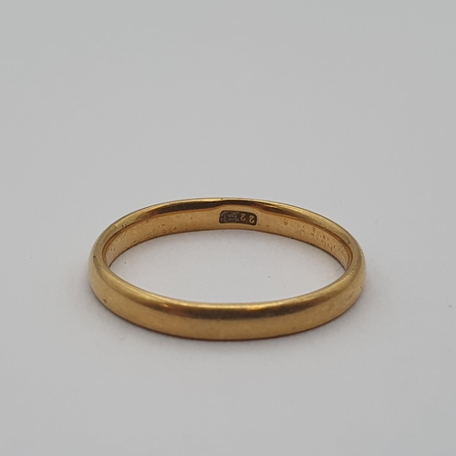 208 - A 22ct gold Wedding Band, approx 2.80gms