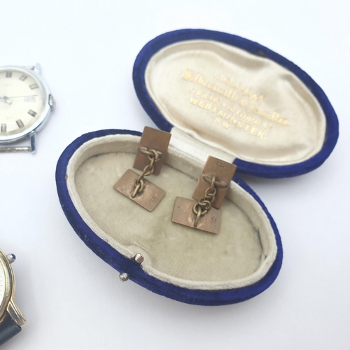 210 - A Rotary Wristwatch, a Timex Wristwatch and another a pair of rolled gold Cufflinks, two Parker Pens... 