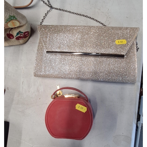 399 - Two Handbags, a Purse, Jewellery Box and four pieces of Costume Jewellery. (R5).