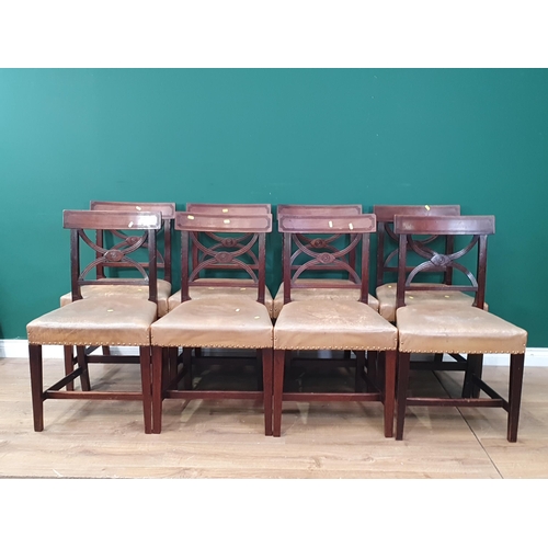 43 - A set of eight 19th Century mahogany Dining Chairs with X-frame backs and leather covered seats (R3)