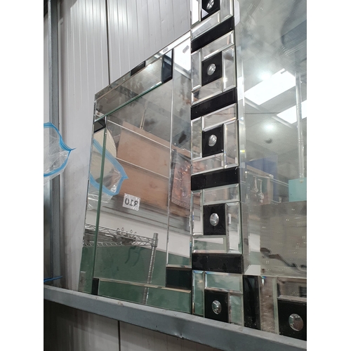 44 - Four 20th Century Wall Mirrors with black glass panels, various sizes, (R11)