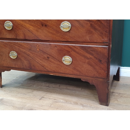 452 - A 19th Century mahogany Chest on Chest with stained pine sides, the top with moulded cornice, fitted... 