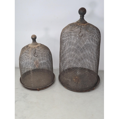 457 - Two antique gauze Meat/Food Cloches 17 1/2in H and 12 1/2in H (R3)