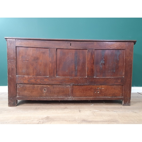 461 - An antique oak Mule Chest with plain three panel front above two drawers 4ft 10in W x 2ft 7in H (R4)