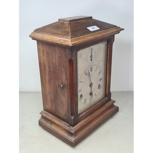 489 - A mahogany cased Bracket Clock with silvered face and subsidiary 'Chime Silent' dial 1ft 4in H x 11i... 