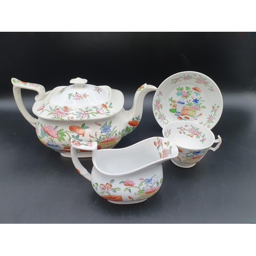 52 - A 19th Century porcelain part Tea Service with polychrome chinoiserie decoration, and a Mason's octa... 