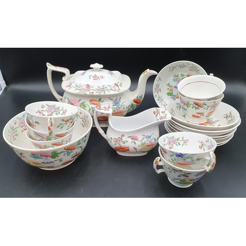 52 - A 19th Century porcelain part Tea Service with polychrome chinoiserie decoration, and a Mason's octa... 