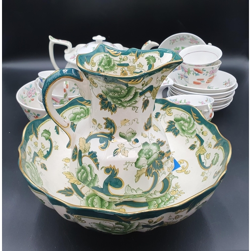 52 - A 19th Century porcelain part Tea Service with polychrome chinoiserie decoration, and a Mason's octa... 