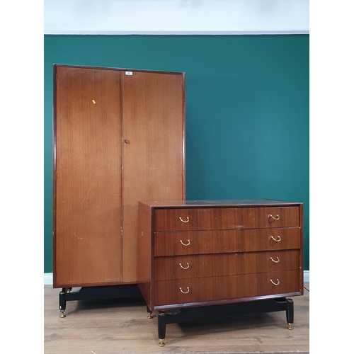 548 - A G plan veneered two door Wardrobe 5ft 8in H, floating Island Dressing Table and a Chest of drawers... 