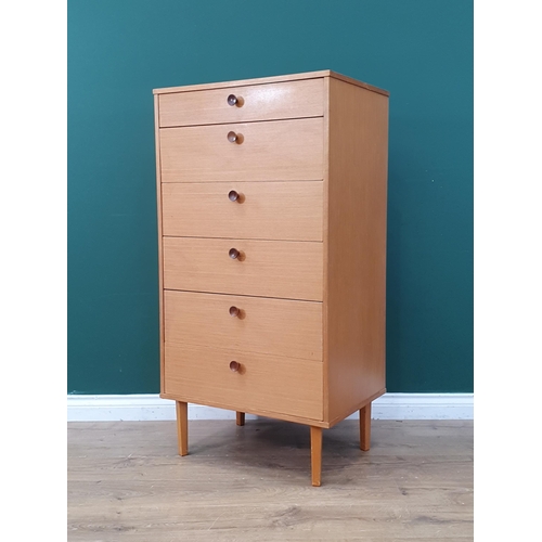 561 - A 1970's 'Avalon' veneered narrow Chest of six drawers 3ft 10in H x 2ft W (R6)