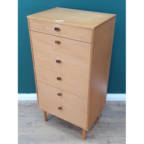 561 - A 1970's 'Avalon' veneered narrow Chest of six drawers 3ft 10in H x 2ft W (R6)