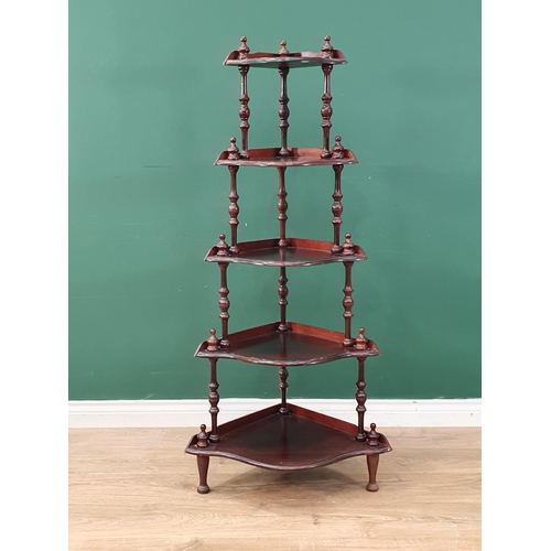 564 - A mahogany five tier corner Whatnot 4ft 6in H x 2ft W (R4)