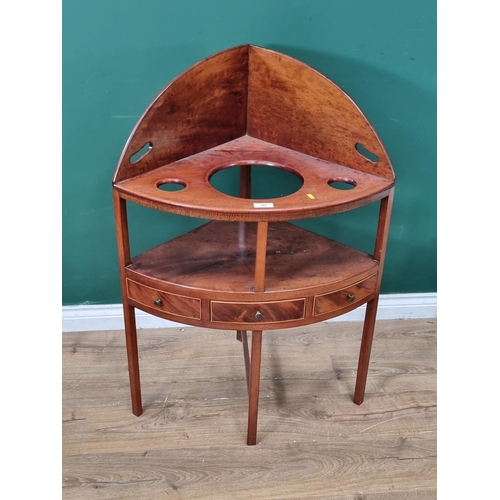 589 - A mahogany Corner Washstand with raised upstand, single fitted drawer flanked by pair of dummy drawe... 