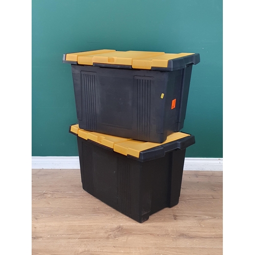 Two yellow and black Storage Boxes, 27in W x 18in H (R7)