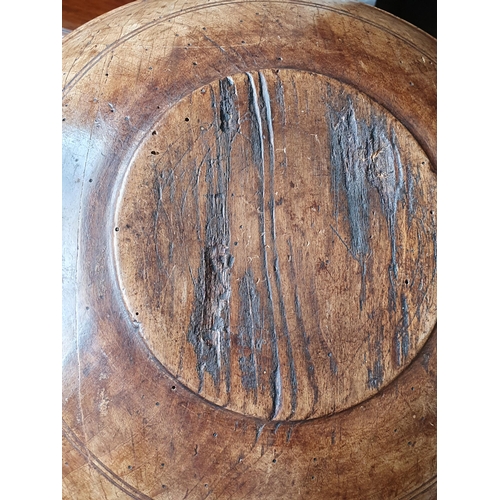 73 - A 19th Century sycamore Dairy Bowl, 14 1/2in diam, restored, (R7)
