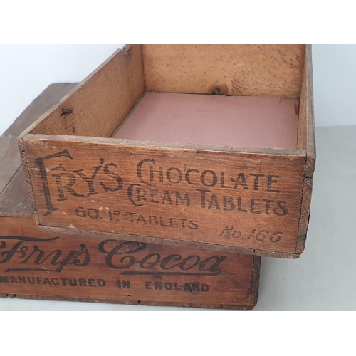 8 - An antique 'Fry's Cocoa Homoeopathic' wooden Box 12in x 4in and a 'Fry's Chocolate Cream Tablets' wo... 