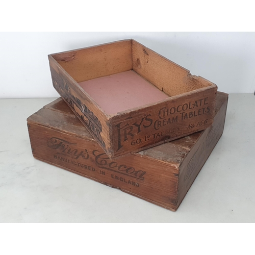 8 - An antique 'Fry's Cocoa Homoeopathic' wooden Box 12in x 4in and a 'Fry's Chocolate Cream Tablets' wo... 