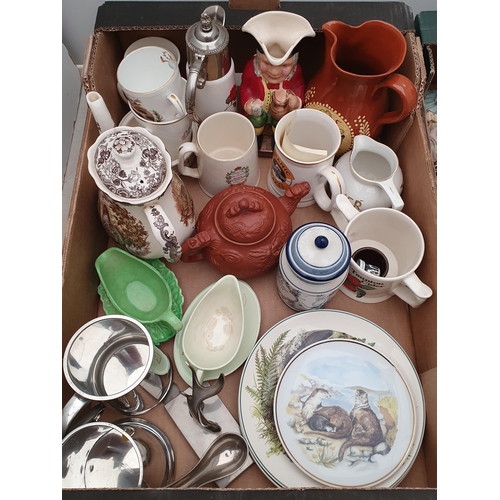 371A - Two boxes of assorted Ceramics and collectables including, a pair of Royal Worcester Palissy Vases w... 