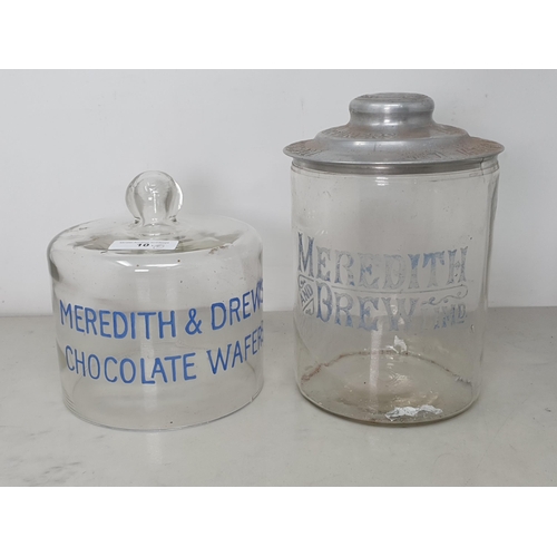 10 - A Meredith & Drew Biscuits Biscuit Barrel with metal lid 9 1/2in H and a Meredith & Drew's Chocolate... 