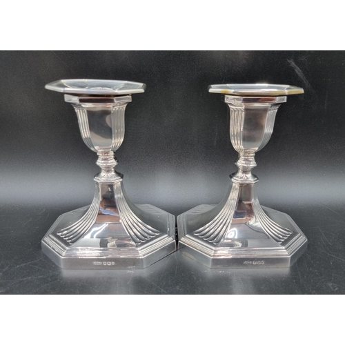 124 - Four Elizabeth II silver Candlesticks with knopped stems on octagonal bases, Sheffield 1958/9, 5in, ... 