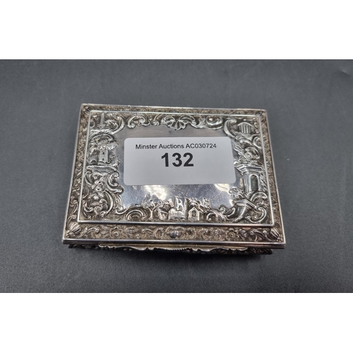 132 - A William IV Scottish silver Snuff Box of bombe form with embossed friezes and vacant cartouches, Ed... 