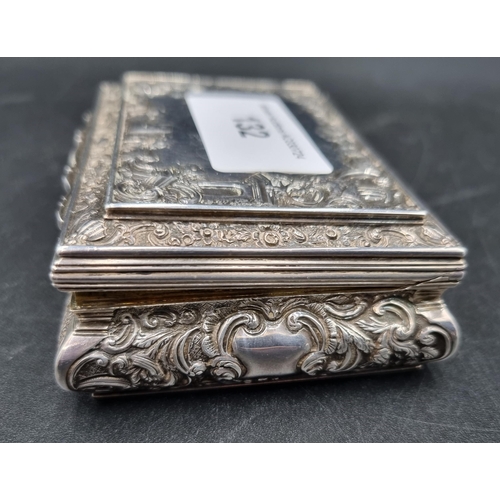 132 - A William IV Scottish silver Snuff Box of bombe form with embossed friezes and vacant cartouches, Ed... 