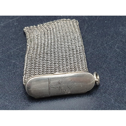 150 - A mesh Sovereign Purse with hinged lid engraved crest and attached loop, marked 9c, Rd No 539576