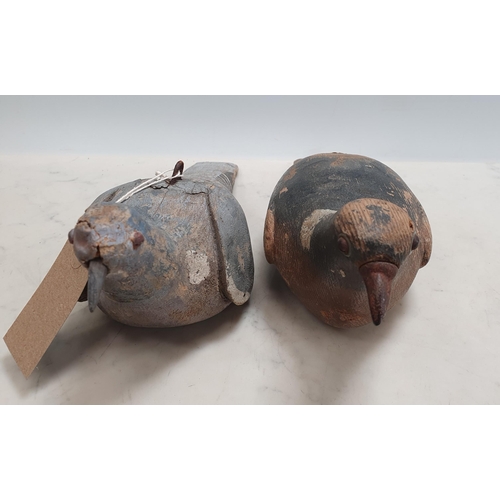 22 - A painted Pigeon Decoy with screw eyes and cast metal beak, A/F, 14