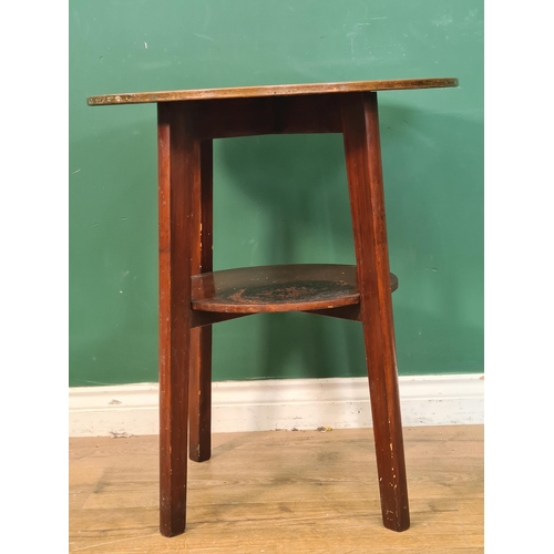 283 - A copper-topped two-tier Table on squared supports, 1ft 10in diam, (R9)