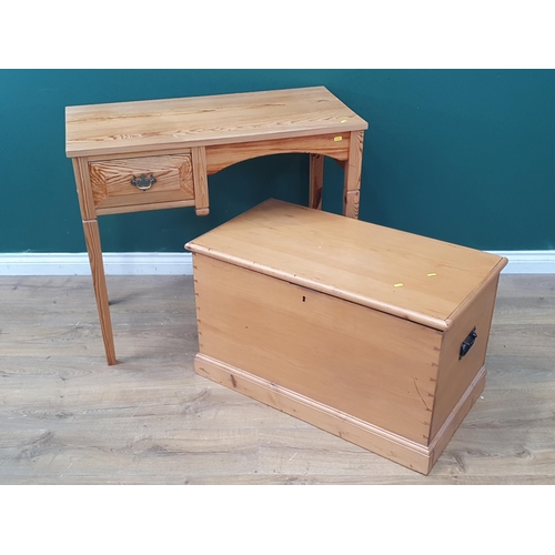 286 - A pine Desk fitted drawer, 3ft W, and a pine Blanket Box, 2ft 9in W, (R9)