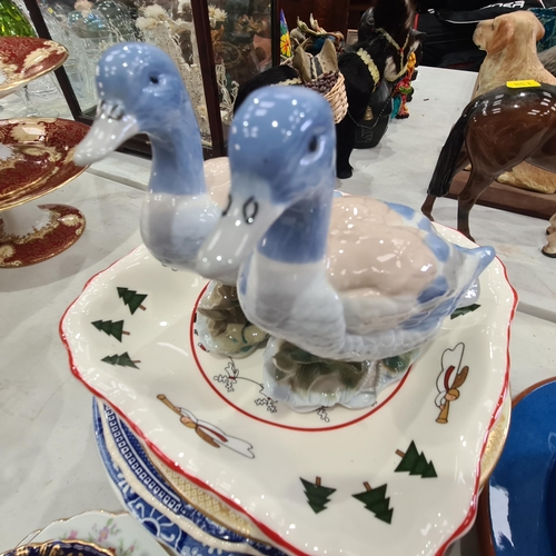 332 - A quantity of China including two Figures of Ducks, two Johnson Bros small Tureens, teaware, etc, (R... 