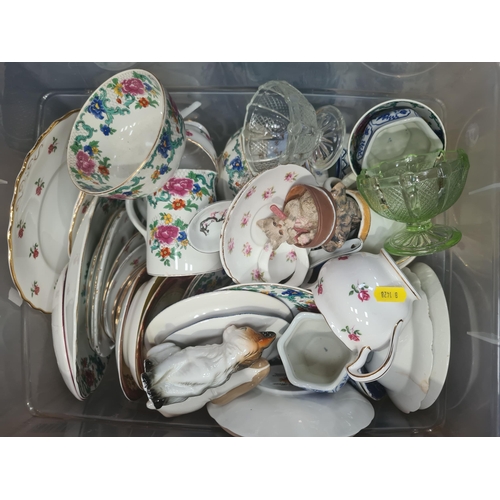 344 - Two boxes of assorted ceramics including Teapots, Ornaments, part Tea Services, A/F, etc, (R5)