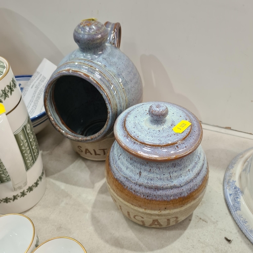 386 - Ceramics and Metalware including, a Muffin Dish, plated Teapot, two Ginger Jars (missing covers), a ... 